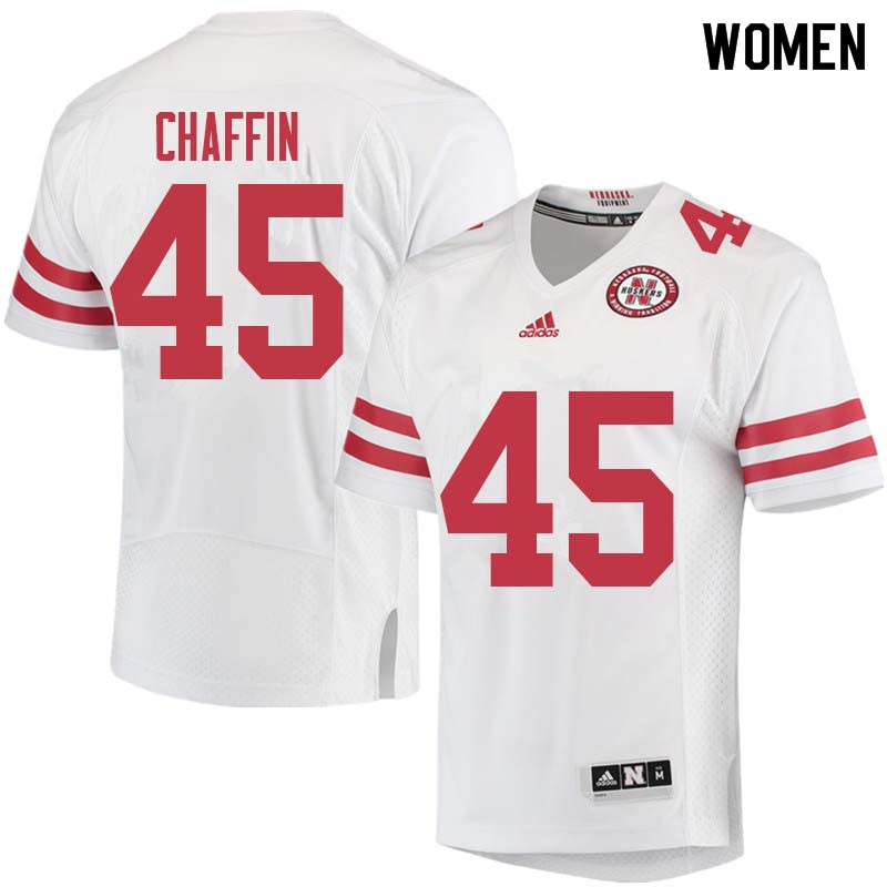 Women #45 Ty Chaffin Nebraska Cornhuskers College Football Jerseys Sale-White - Click Image to Close